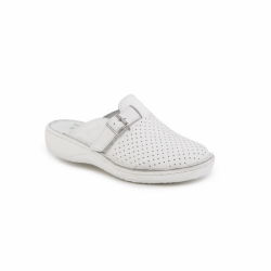 Saboti medicali femei,albi din piele naturala box, cu perforatii, Med-Line BR128A