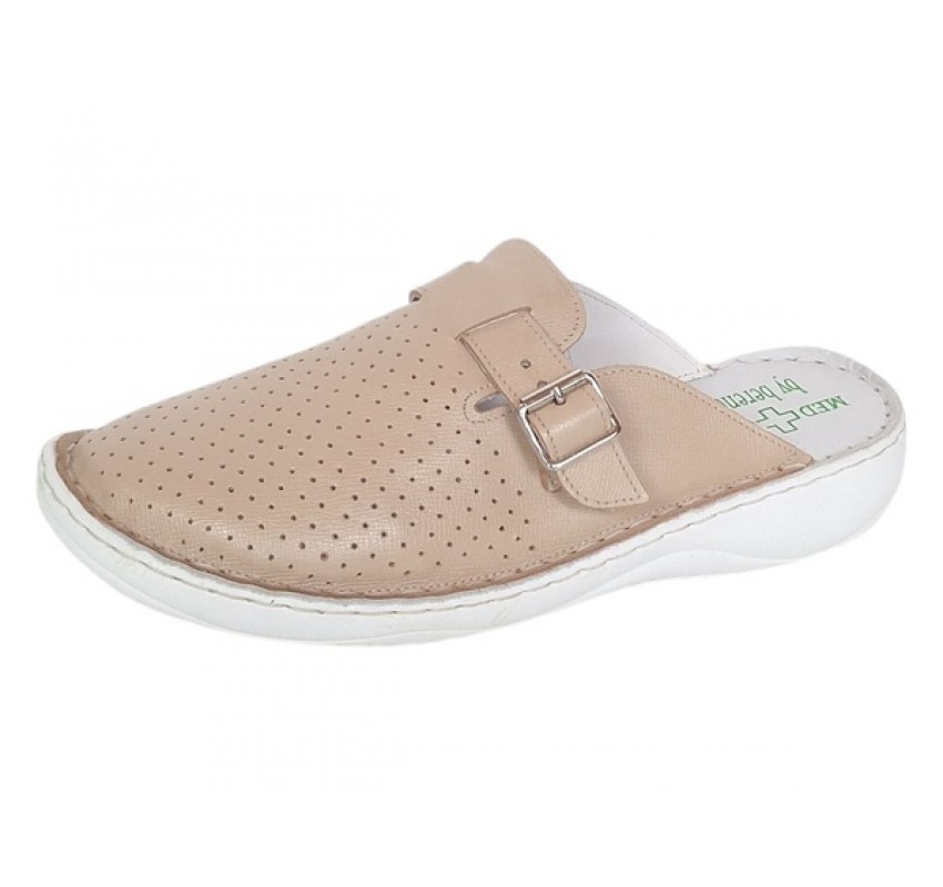 Saboti medicali dama din piele naturala Crem Med-Line BR128CREM