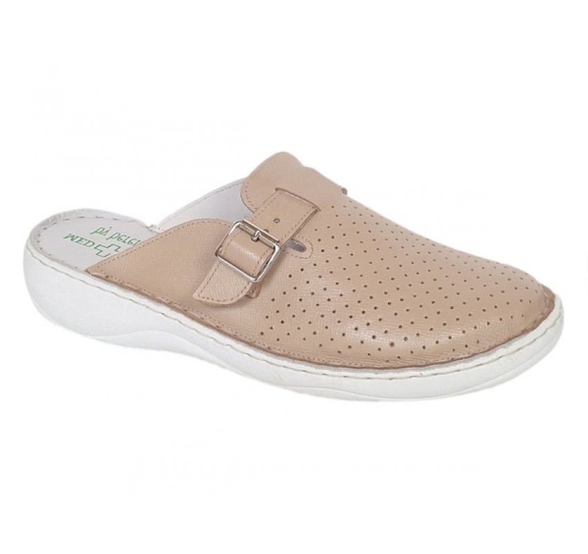 Saboti medicali dama din piele naturala Crem Med-Line BR128CREM