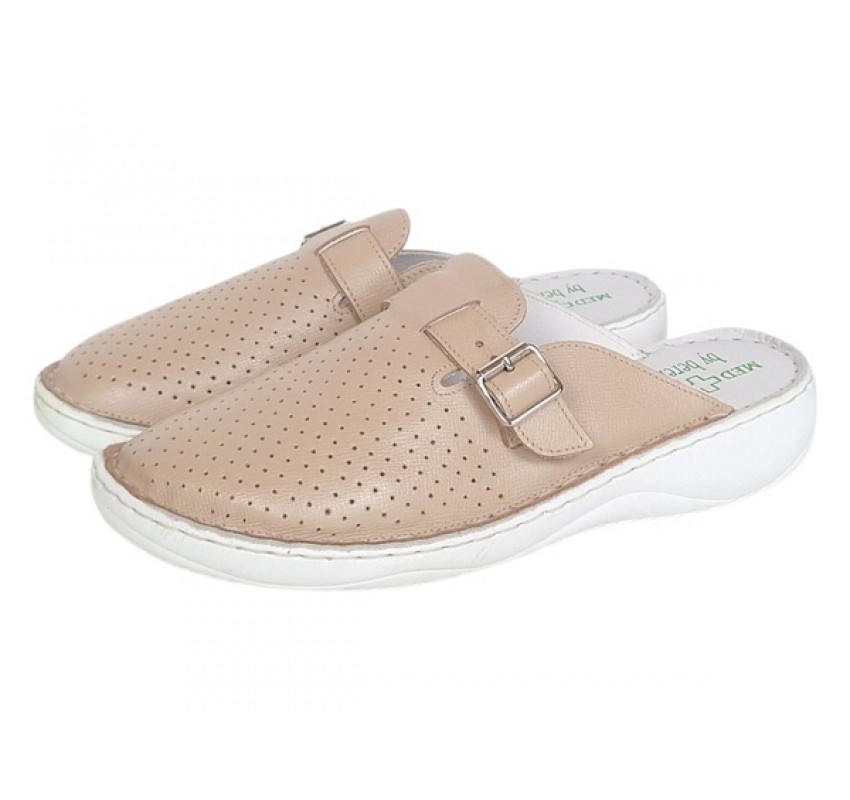 Saboti medicali dama din piele naturala Crem Med-Line BR128CREM