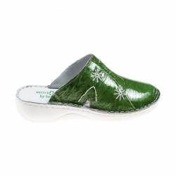 Saboti medicali femei, din piele naturala lacuita, sifonata Med-Line BR298NPLAVERDE