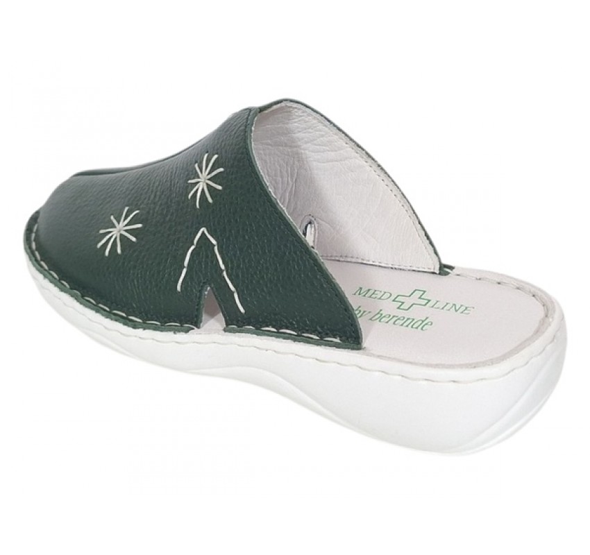 Saboti medicali dama din piele naturala de culoare verde Med-Line BR298VERDE