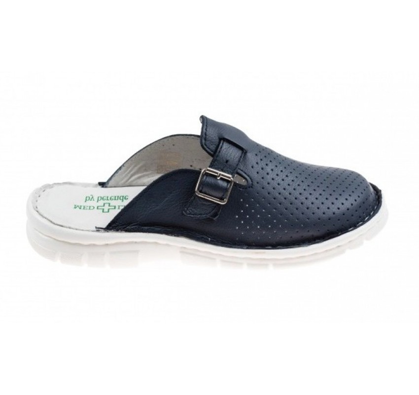 Saboti medicali barbati, bleumarin din piele naturala box Med-Line BR342BL