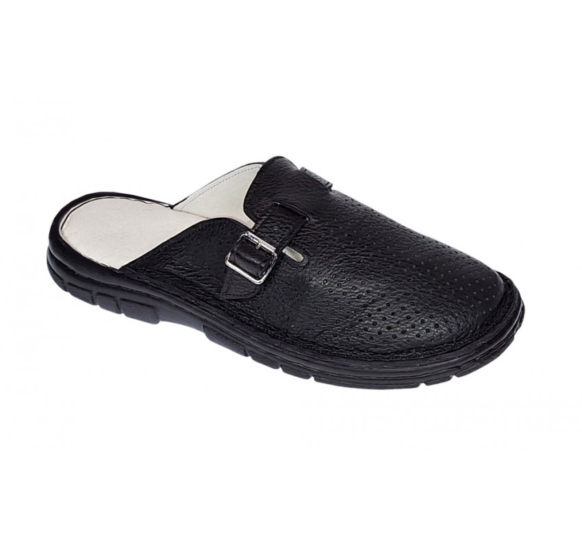 Saboti medicali barbati din piele naturala Negru Med Line BR342N Saboti medicali barbati din piele naturala Negru Med Line BR342N