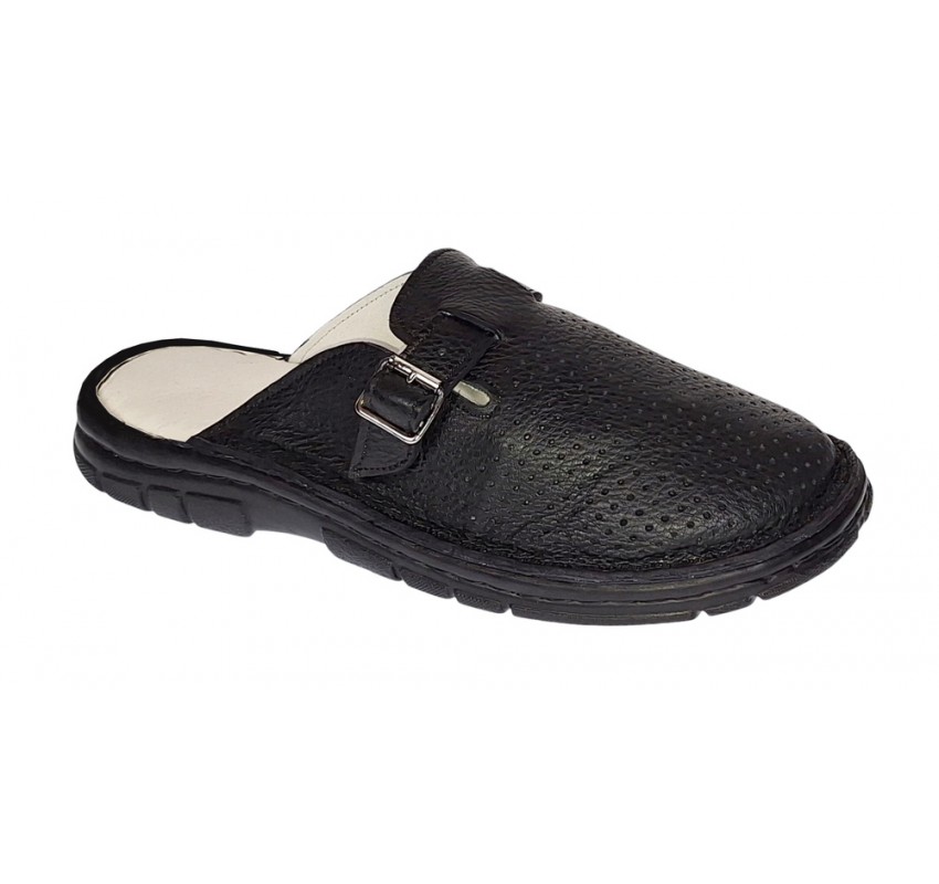 Saboti medicali barbati din piele naturala Negru Med Line BR342N Saboti medicali barbati din piele naturala Negru Med Line BR342N