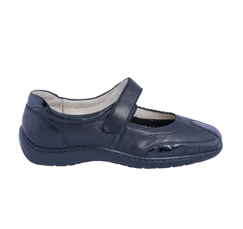 Pantofi dama medicali din piele naturala, ultra confort MED+LINE , BRD214NCR Negru Crocco