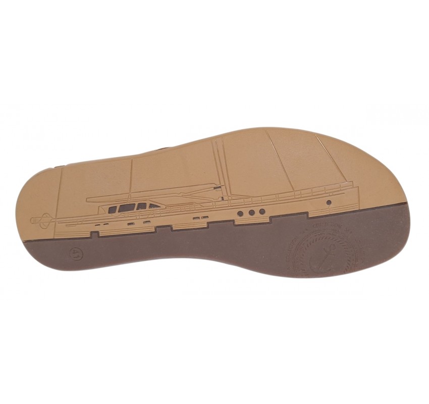 Papuci barbati din piele naturala maro bufu - BRD312MB