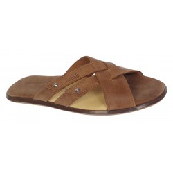 Papuci barbati din piele naturala maro bufu - BRD312MB
