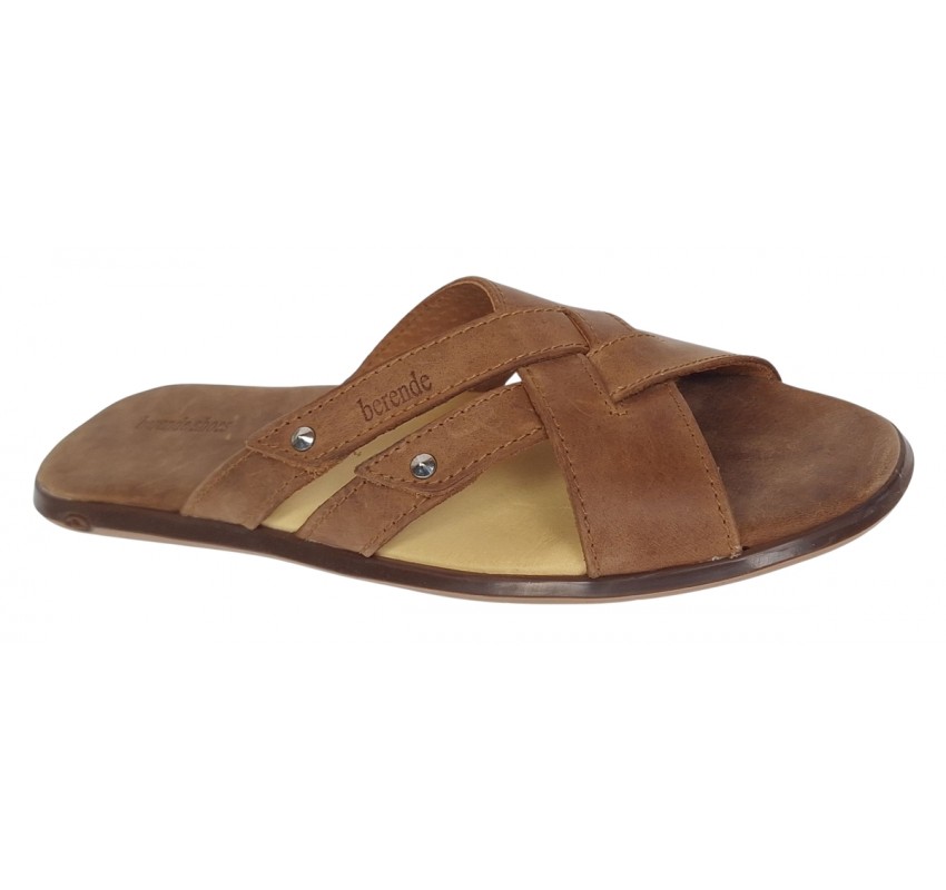 Papuci barbati din piele naturala maro bufu - BRD312MB