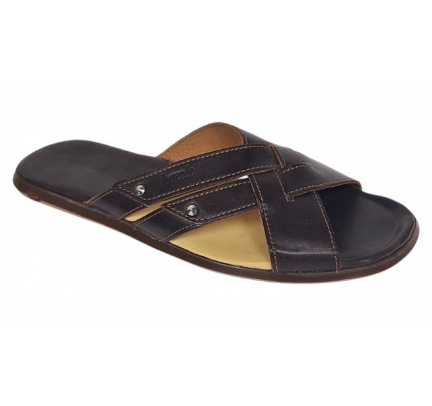 Papuci barbati din piele naturala maro bufu Marimea 44 BRD312MI