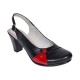 Pantofi dama eleganti slingback negru-rosu cu toc gros – design modern si confort 