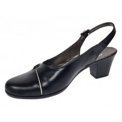 Pantofi dama eleganti decupati negru-alb cu toc – design modern din piele naturala BVS35LA