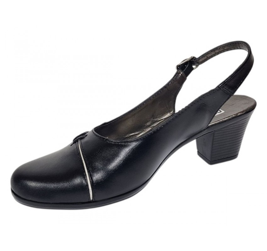 Pantofi dama eleganti decupati negru-alb cu toc – design modern din piele naturala BVS35LA