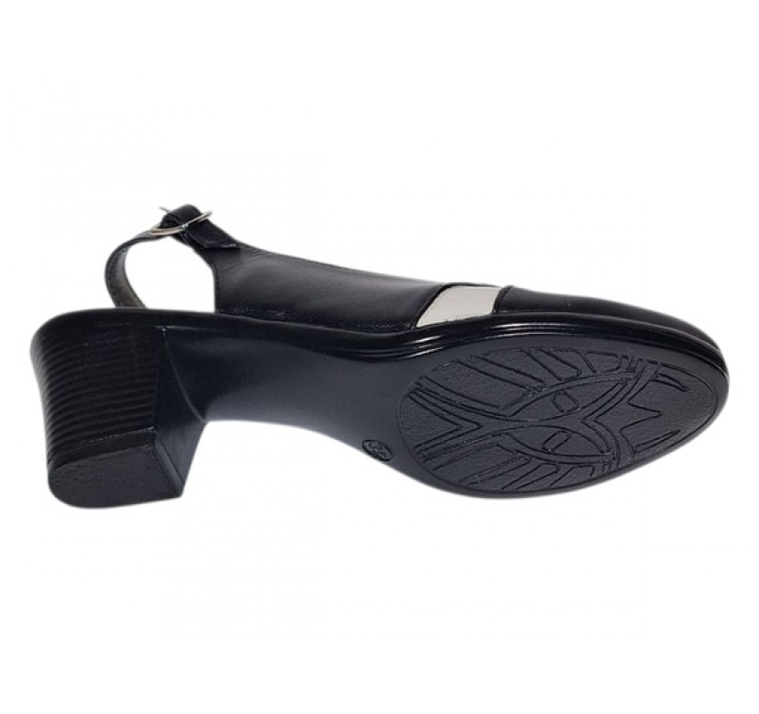 Pantofi dama eleganti decupati negru-alb cu toc – design modern din piele naturala BVS35LA