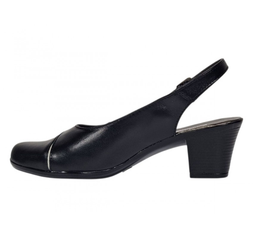 Pantofi dama eleganti decupati negru-alb cu toc – design modern din piele naturala BVS35LA