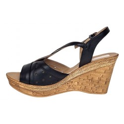 Sandale dama negre din piele naturala cu platforme de 8cm BVS45N