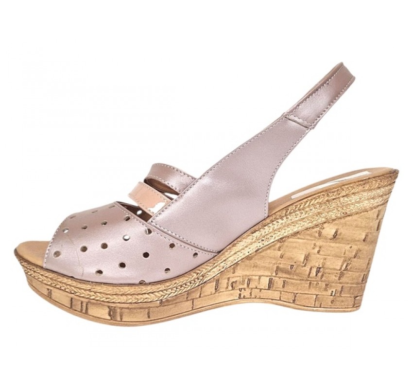 Sandale dama din piele naturala cu platforme de 8.5 cm Nude BVS46NUDL