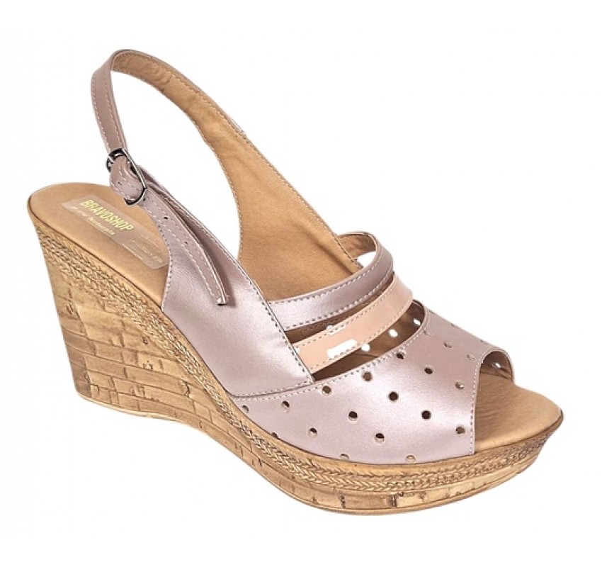 Sandale dama din piele naturala cu platforme de 8.5 cm Nude BVS46NUDL