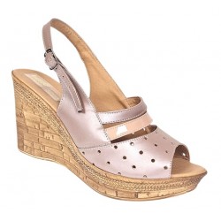 Sandale dama din piele naturala cu platforme de 8.5 cm Nude BVS46NUDL