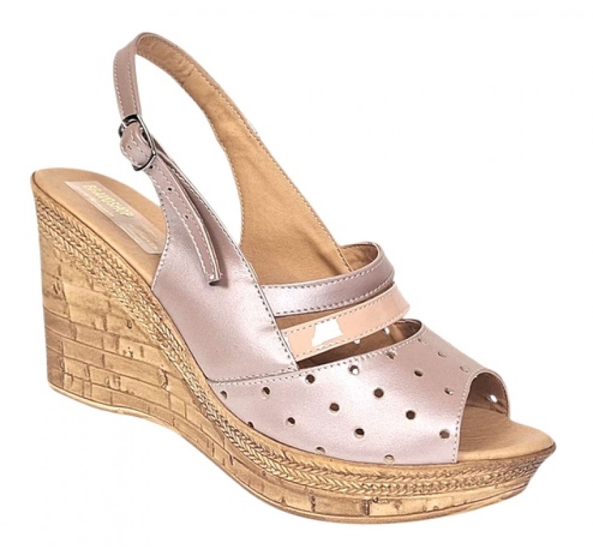 Sandale dama din piele naturala cu platforme de 8.5 cm Nude BVS46NUDL