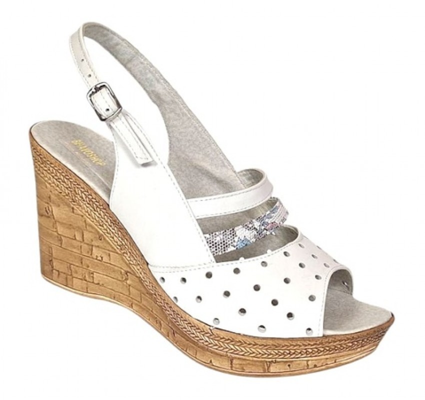 Sandale dama din piele naturala cu platforme de 8.5 cm Alb Floral BVS46XAF