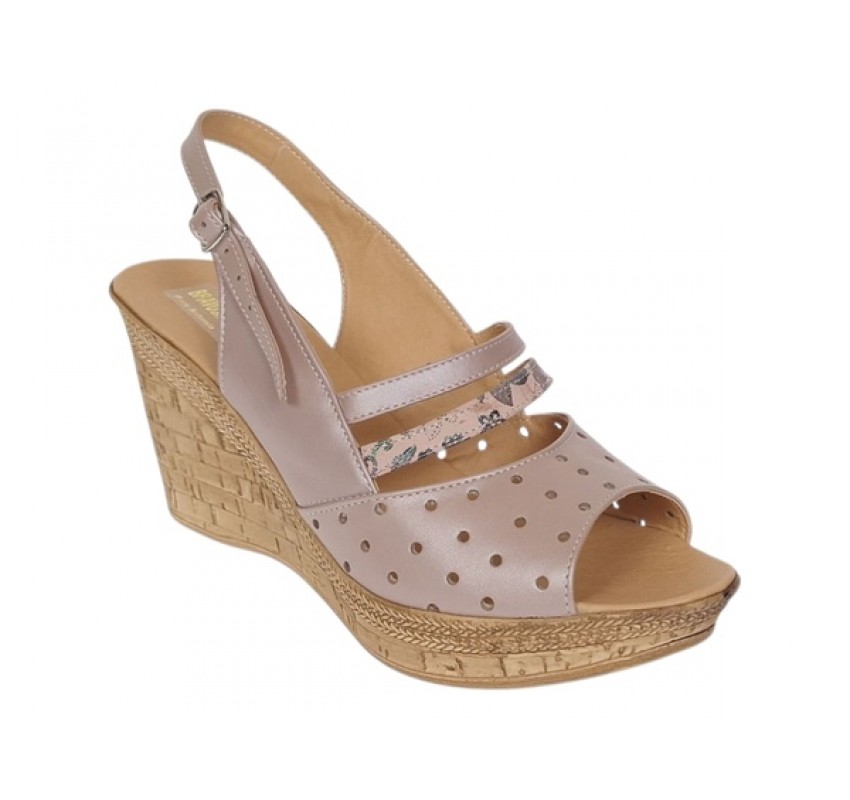 Sandale dama din piele naturala cu platforme de 8.5 cm Nude Floral BVS46XFN
