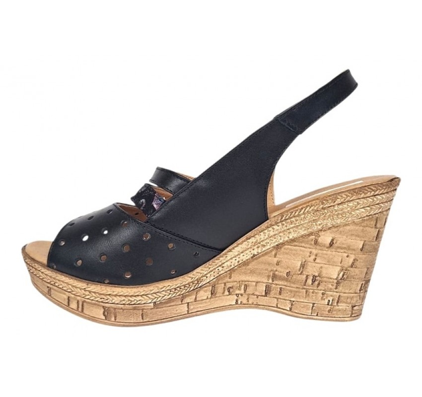 Sandale dama din piele naturala cu platforme de 8.5 cm Negru Floral BVS46XNF