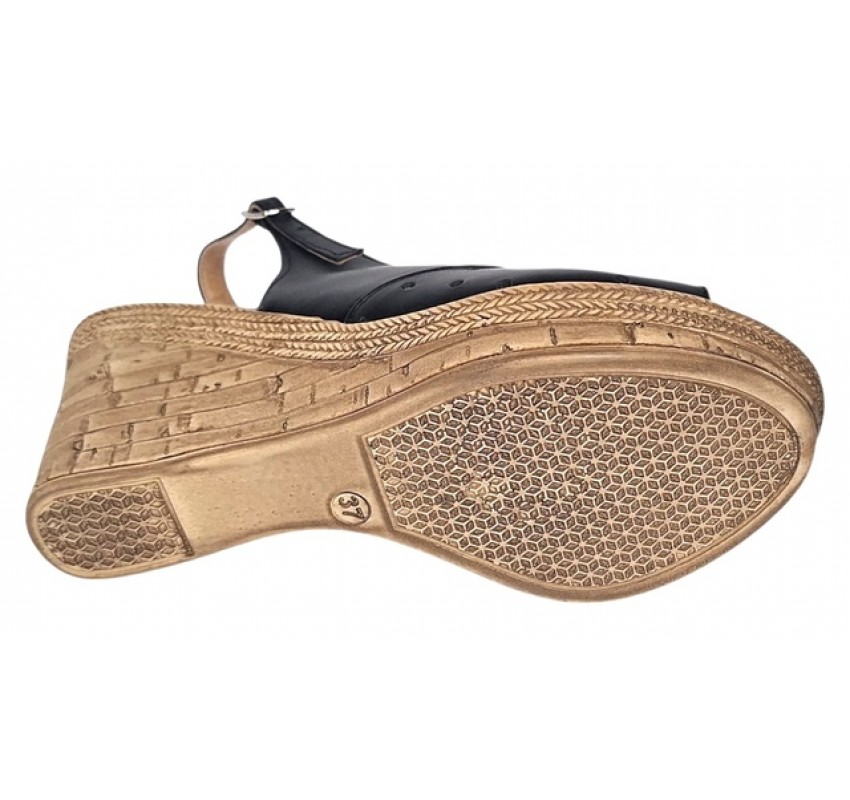 Sandale dama din piele naturala cu platforme de 8.5 cm Negru Floral BVS46XNF