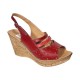 Sandale dama din piele naturala cu platforme de 8.5 cm Rosu BVS46XR