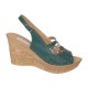 Sandale dama din piele naturala cu platforme de 8.5 cm Verde Color BVS46XV