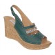 Sandale dama din piele naturala cu platforme de 8.5 cm Verde Color BVS46XV