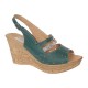 Sandale dama din piele naturala cu platforme de 8.5 cm Verde Color BVS46XV
