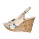 Sandale dama din piele naturala cu platforme de 10cm Bej Blue Floral BVS47BXF