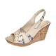 Sandale dama din piele naturala cu platforme de 10cm Bej Blue Floral BVS47BXF