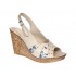 Sandale dama din piele naturala cu platforme de 10cm Bej Blue Floral BVS47BXF