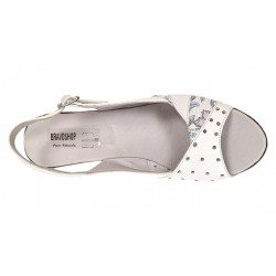 Sandale dama din piele naturala cu platforme de 10cm Alb Floral BVS47XA