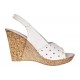 Sandale dama din piele naturala cu platforme de 10cm Alb Floral BVS47XA