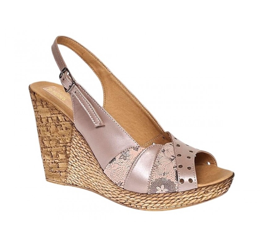Sandale dama din piele naturala cu platforme de 10cm Nude Floral BVS47XNUDE