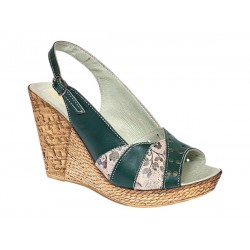 Sandale dama din piele naturala cu platforme de 10cm Verde Floral BVS47XV