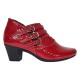 Botine dama rosii din piele naturala Croco cu toc de 6 cm BVS63CRR