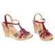 Sandale dama din piele naturala cu platforme de 10cm Rosu Floral BVS82LR