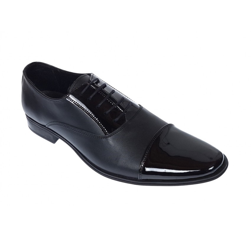 Pantofi eleganti barbati din piele naturala - Model cu varf lacuit Nicholas Pantofi eleganti barbati din piele naturala - Model cu varf lacuit Nicholas