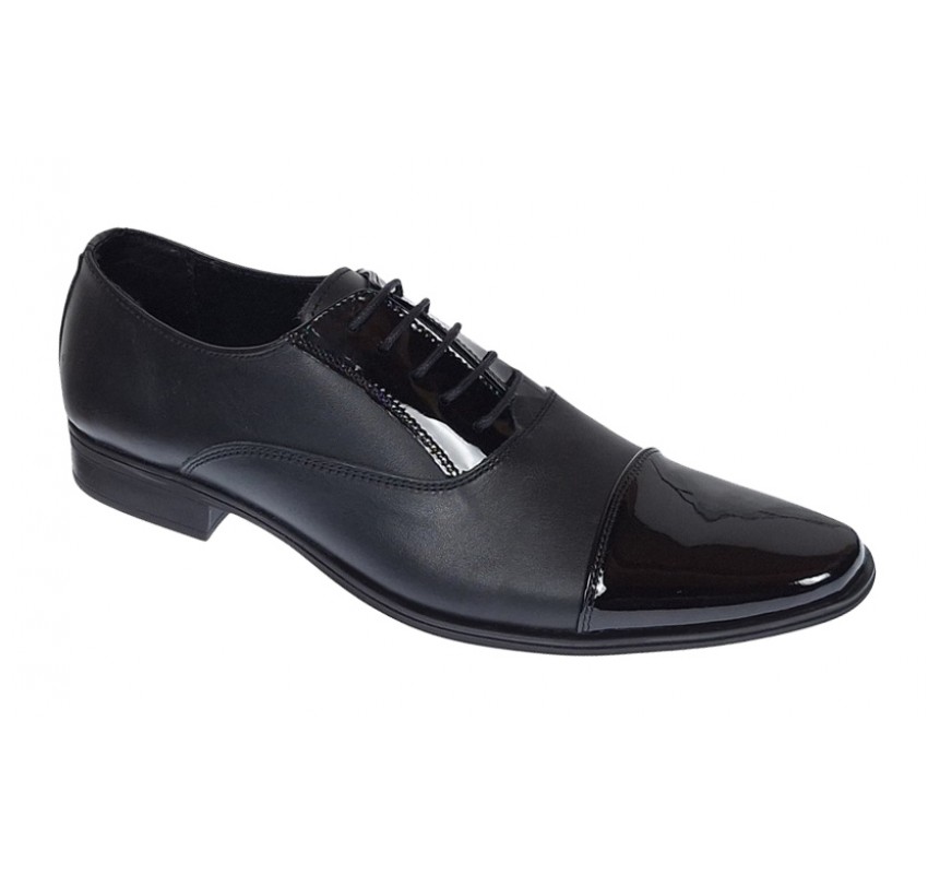 Pantofi eleganti barbati din piele naturala - Model cu varf lacuit Nicholas