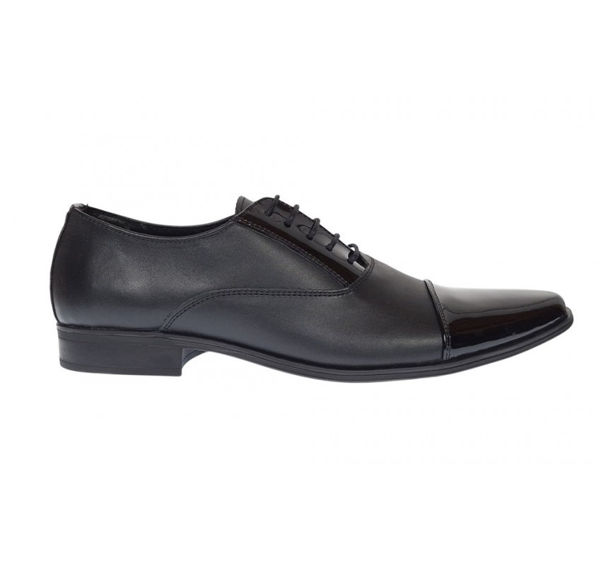 Pantofi eleganti barbati din piele naturala - Model cu varf lacuit Nicholas