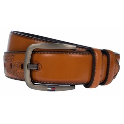 Curea barbati, eleganta pentru costum, latime 3.7cm, maro coniac, piele eco premium - CK100CON