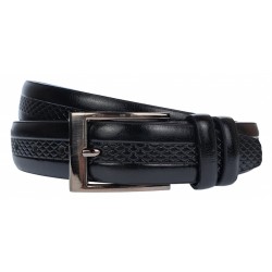 Curea barbati, eleganta pentru costum, latime 3.5cm, NEGRU, piele eco - CK114N