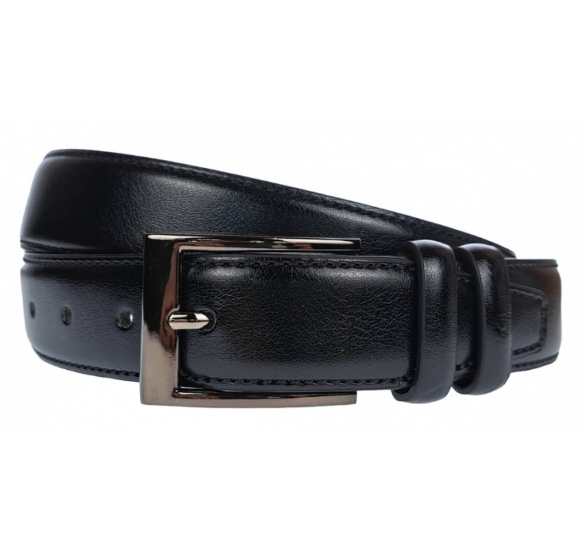 Curea barbati, eleganta, latime 3.4cm, Negru, cusatura, piele eco - CK123N