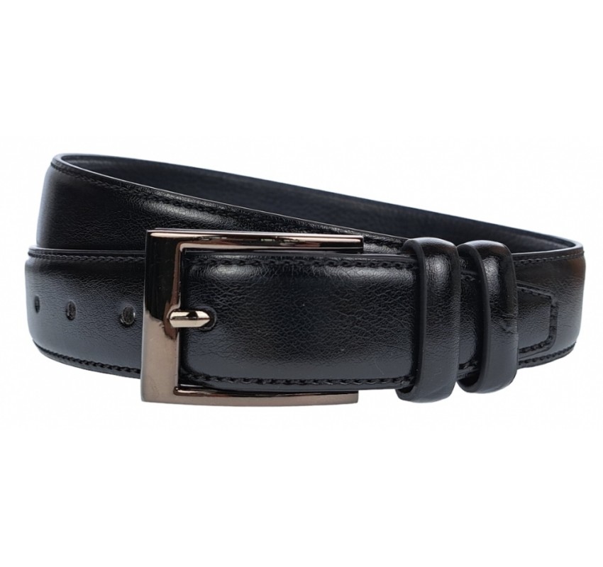 Curea barbati, eleganta, latime 3.4cm, Negru, cusatura, piele eco - CK123N