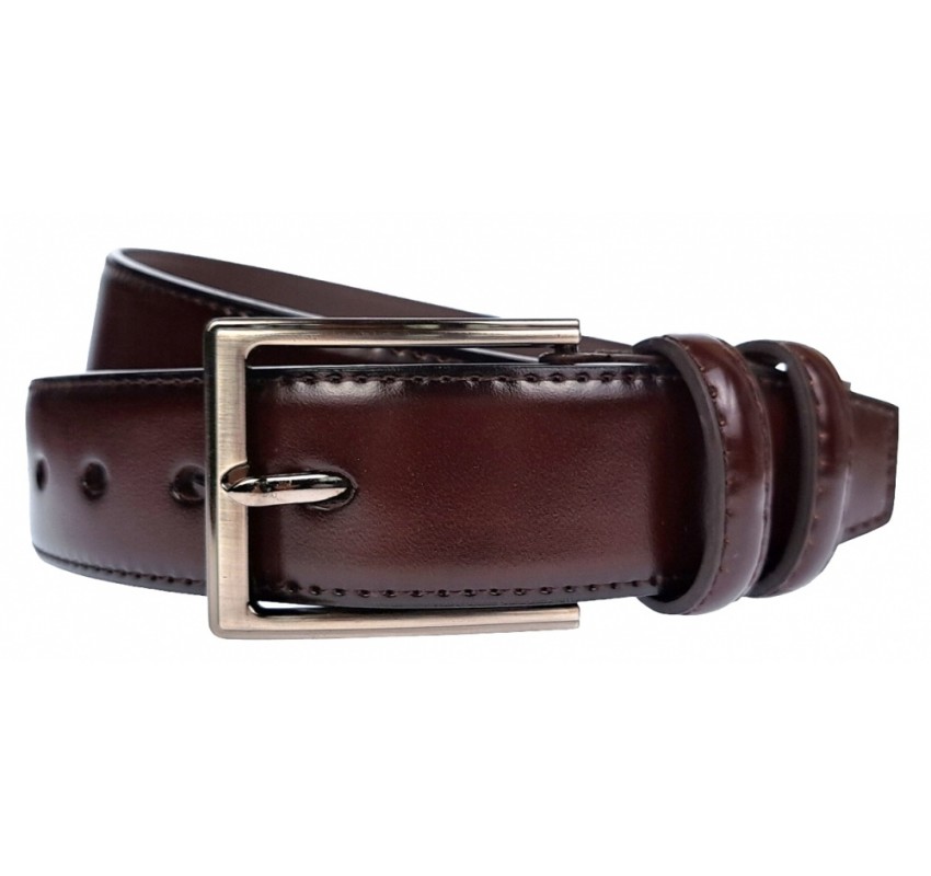 Curea barbati, eleganta, latime 3.5cm, Bordeaux, cusatura, piele eco - CK124VIS