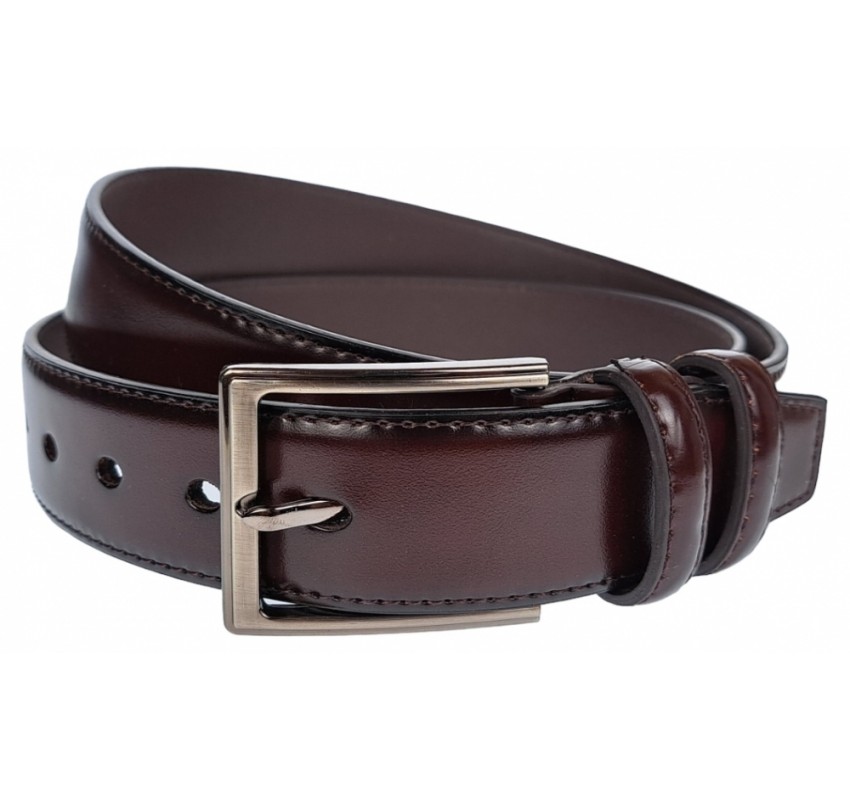 Curea barbati, eleganta, latime 3.5cm, Bordeaux, cusatura, piele eco - CK124VIS